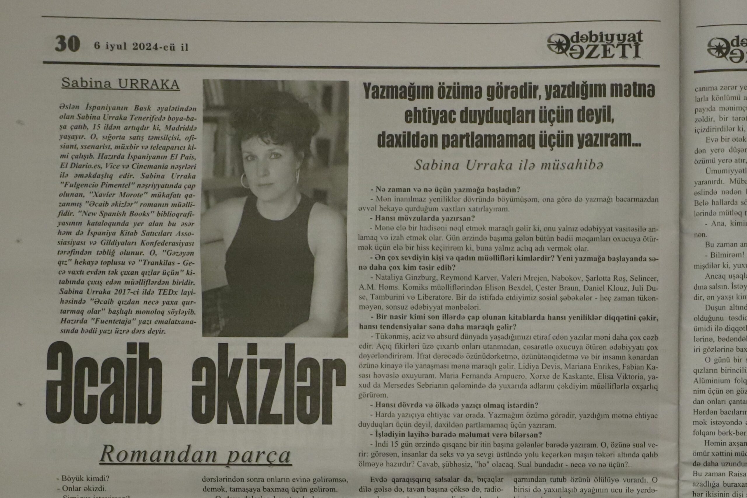 “Əcaib əkizlər” – Ədəbiyyat Qəzetində